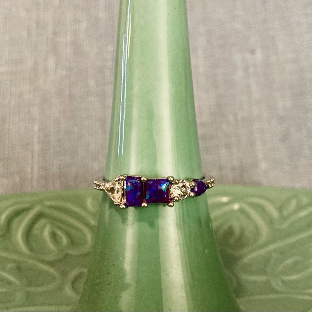 Bomb Party - “Reminders of You” OG Ring - Violet Fire Opal/Rhodium - Size 9